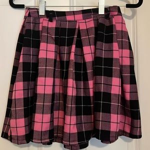 Pink and Black checkered Skirt from Hot Topic